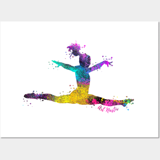 Gymnast Dancer Leap Silhouette Art Posters and Art